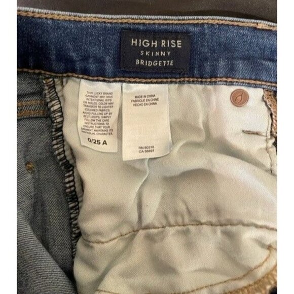Lucky Brand High Rise Skinny Button Jeans Size 0 w/25" Inseam - Picture 4 of 5